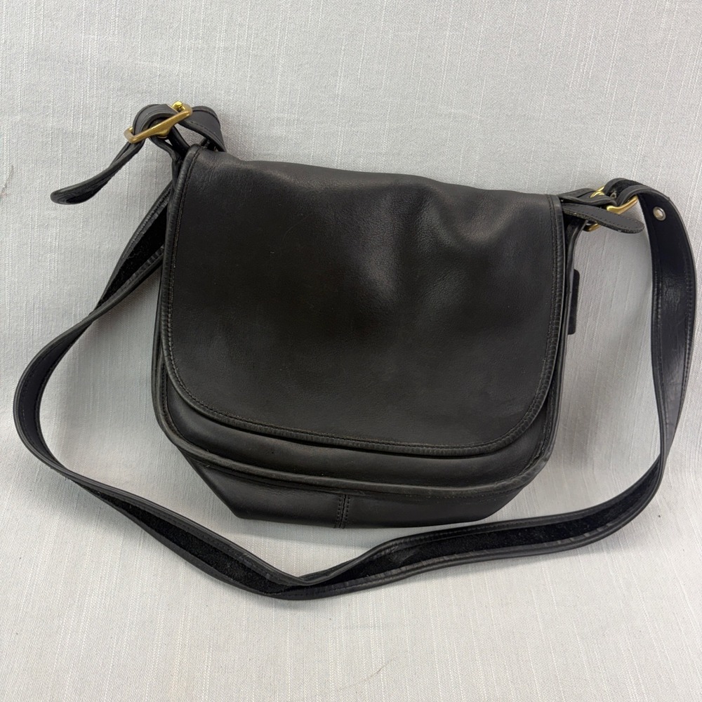 Coach Crossbody Bag Women Small Patricia Legacy Black Leather Flap